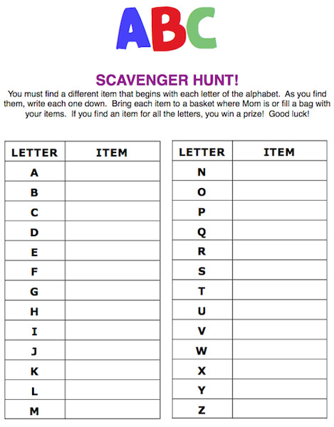 Letter Scavenger Hunts