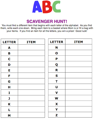 Letter-Scavenger-Hunts